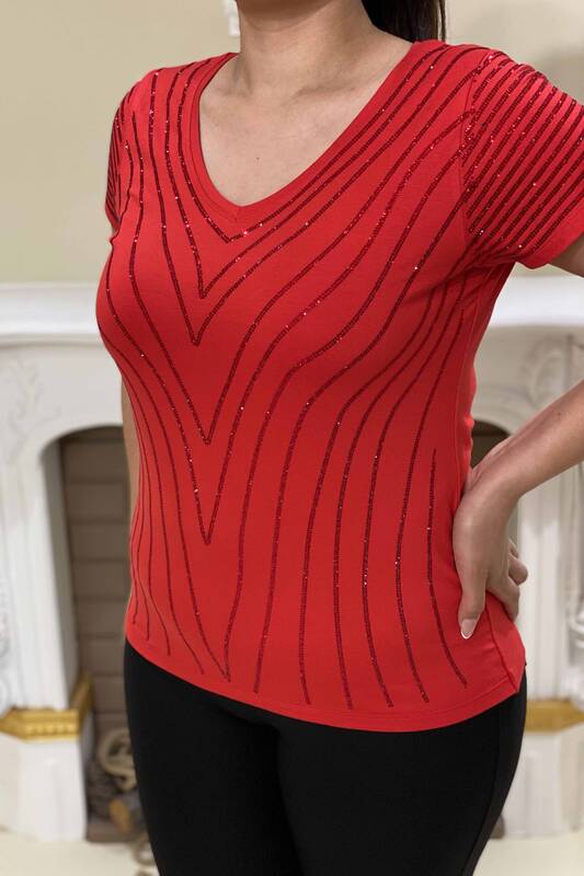 Женская блузка оптом с вышивкой V-образным вырезом, американская модель - 77749 | КАZЕЕ