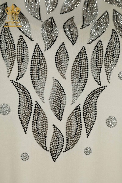 Женская блузка оптом с рисунком листьев экрю - 79053 | КАZЕЕ - 3