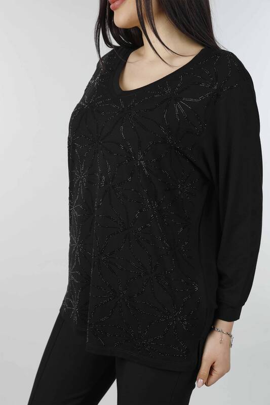 Рубашка женская оптом с цветочным узором и разрезом - 77925 | КАZЕЕ