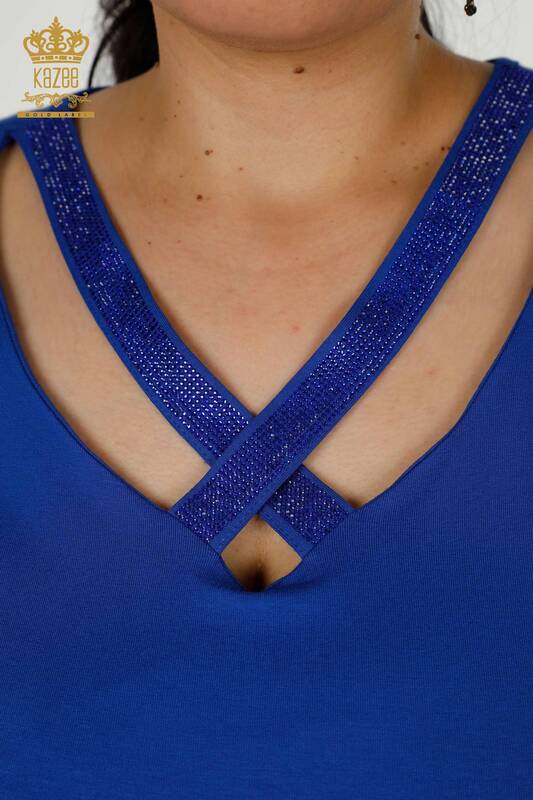 оптом женские блузки с воротником, детализированные Saks - 79311 | КАZЕЕ
