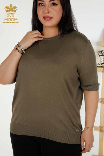 Женский вязаный свитер оптом, американская модель цвета хаки - 30443 | КАZEE - Thumbnail