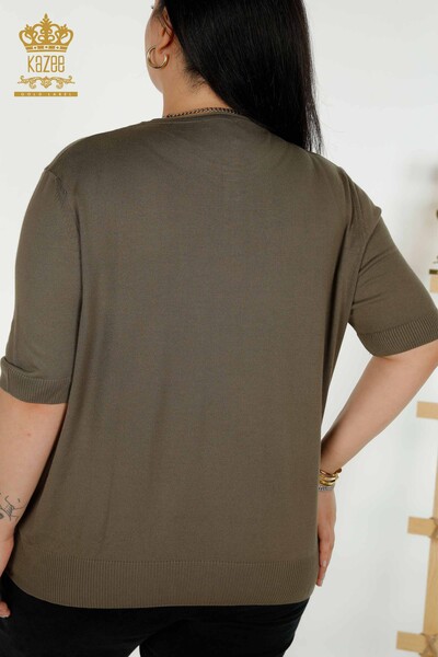 Женский вязаный свитер оптом, американская модель цвета хаки - 30443 | КАZEE - Thumbnail