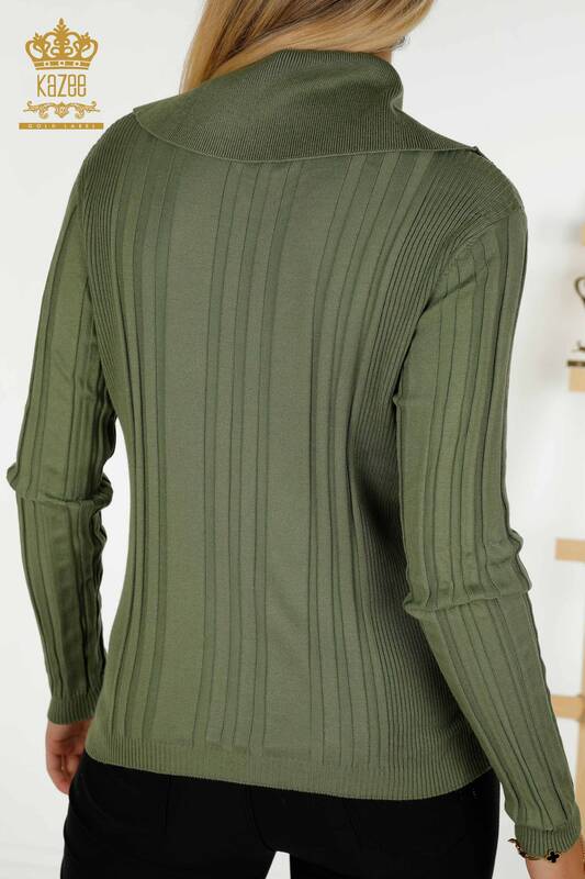 Женский трикотаж на пуговицах свитера оптом цвета хаки - 30134 | КАZEE