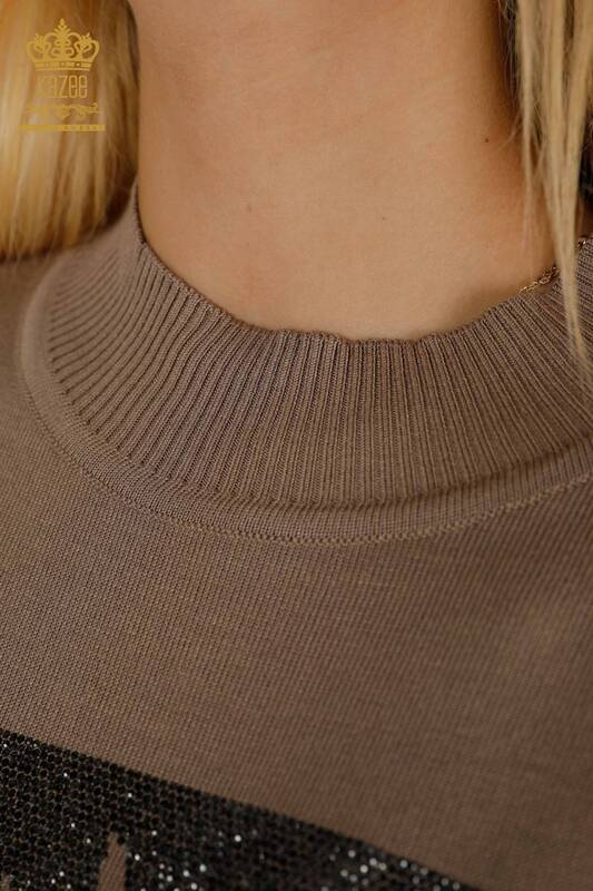 Женский вязаный свитер из норки с розовым узором оптом - 30448 | КАZEE