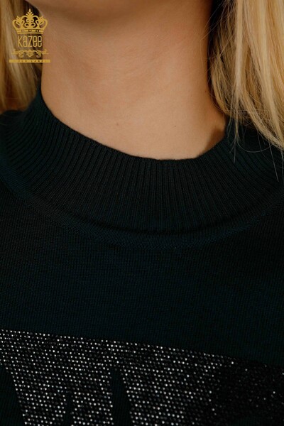 Женский вязаный свитер оптом с узором розы Нефти - 30448 | КАZEE - Thumbnail
