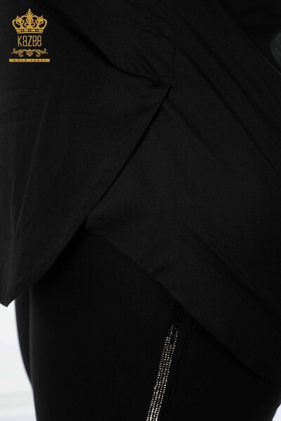 Рубашка женская оптом на пуговицах черного цвета - 17230 | КАZЕЕ - Thumbnail