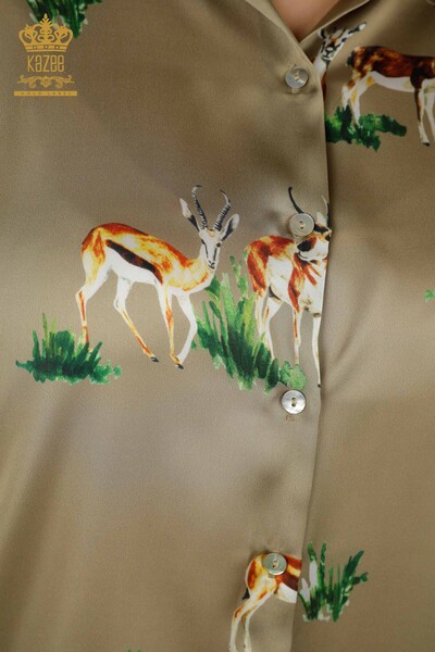 Женская рубашка оптом Атласная фигурка животного - 17102 | КАZEE - Thumbnail (2)