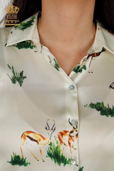 Женская рубашка оптом Атласная фигурка животного - 17102 | КАZEE - Thumbnail