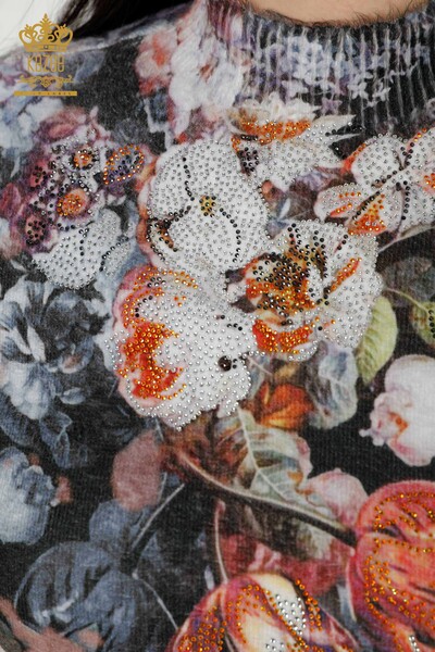 Женский свитер оптом из норки с вышивкой из ангорского хрусталя - 18997 | КАZЕЕ - Thumbnail