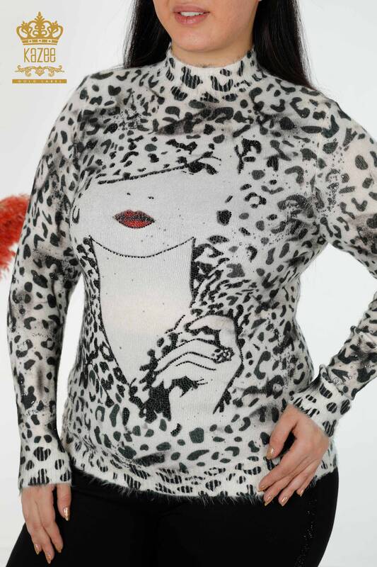 женский трикотаж свитер оптом Ангора цифровой печати экрю - 18996 | КАZЕЕ