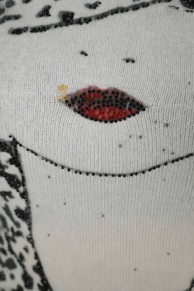 женский трикотаж свитер оптом Ангора цифровой печати экрю - 18996 | КАZЕЕ - Thumbnail