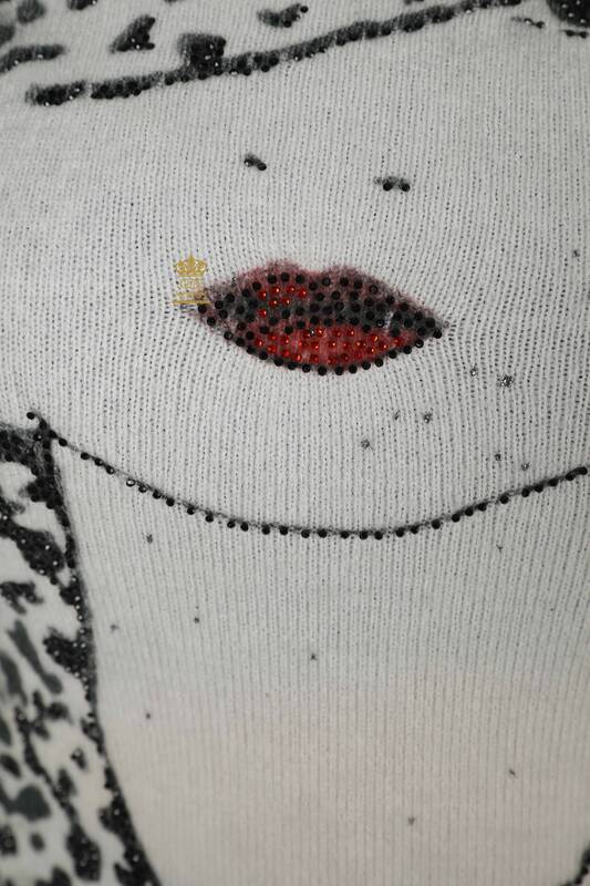 женский трикотаж свитер оптом Ангора цифровой печати экрю - 18996 | КАZЕЕ
