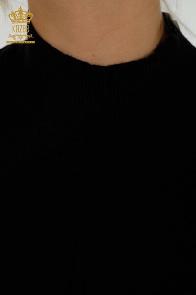 Женский трикотаж оптом, базовый свитер с коротким рукавом, черный - 30334 | КАZEE - Thumbnail