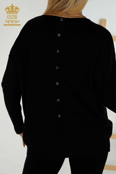 Оптовая продажа женского трикотажного свитера с пуговицами черного цвета - 30178 | КАЗИ - Thumbnail