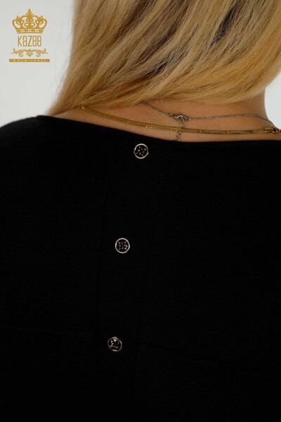Оптовая продажа женского трикотажного свитера с пуговицами черного цвета - 30178 | КАЗИ - 7