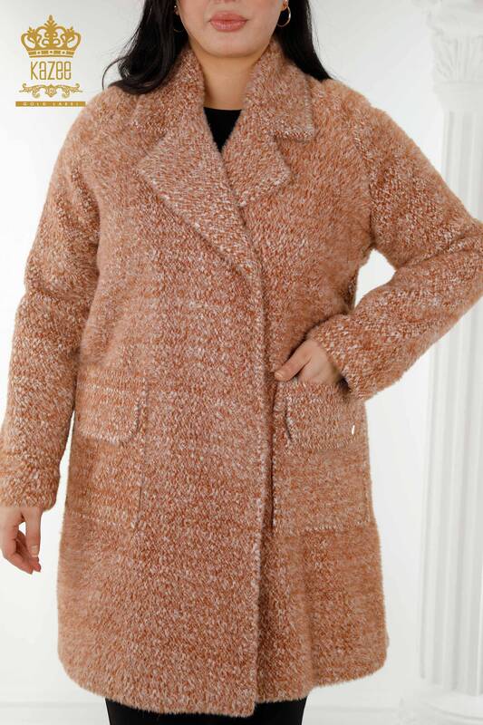 Оптовое женское пальто Angora Pocket Tobacco - 19101 | КАZЕЕ