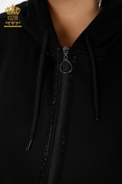 женское пончо оптом с вышивкой камнем черного цвета - 17360 | КАZEE - Thumbnail