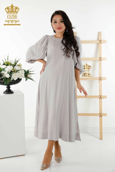 Женское платье оптом - Рукава-фонарики - Бежевые - 20329 | КАZEE - Thumbnail