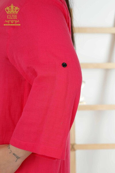 Женское платье оптом - Два кармана - Фуксия - 20400 | КАZEE - Thumbnail