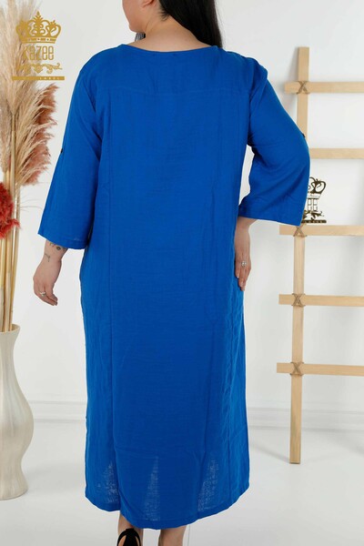 Женское платье оптом - Два кармана - Электрический - 20400 | КАZEE - Thumbnail