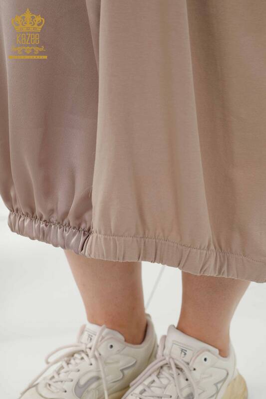 Женское платье оптом - Детали из кожи Карманы Бежевый - 20323 | КАZEE
