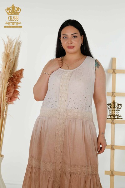 Kazee - Женское платье оптом - Кружево с деталями - Норка - 20305 | КАZEE (1)