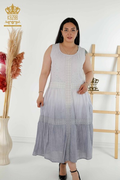 Kazee - Женское платье оптом - Кружевные детали - Серый - 20305 | КАZEE