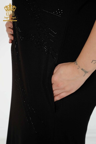 Женское платье оптом Цветочный узор Черный - 7733 | КАZEE - Thumbnail