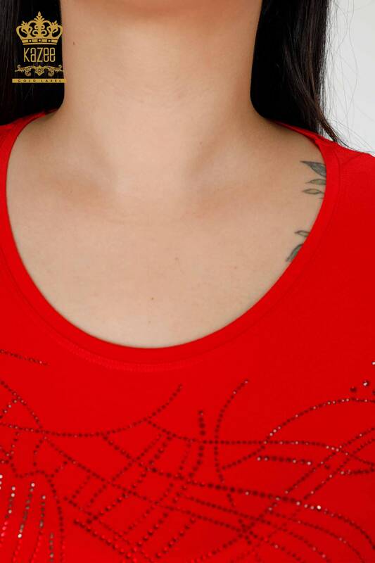 Женское платье оптом Цветочный узор Красный - 7733 | КАZEE