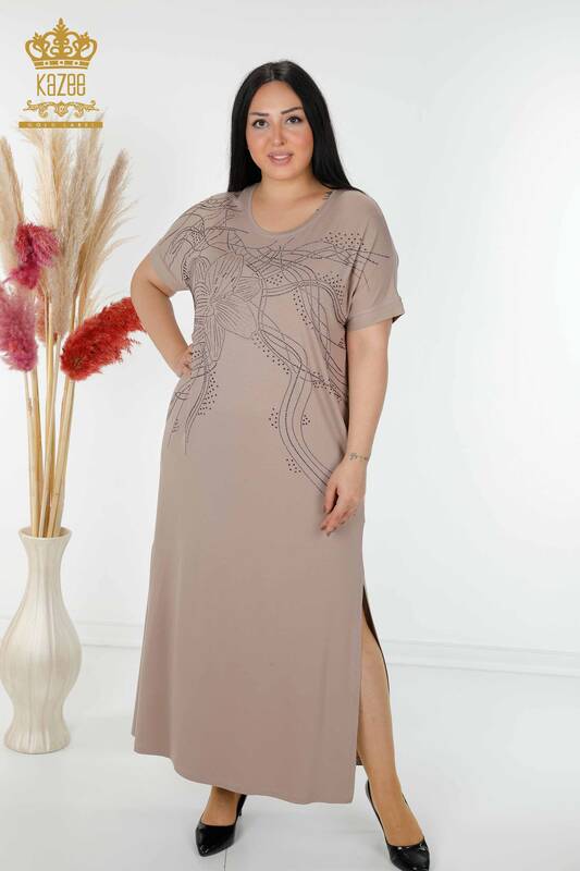 Женское платье оптом с цветочным узором из норки - 7733 | КАZEE