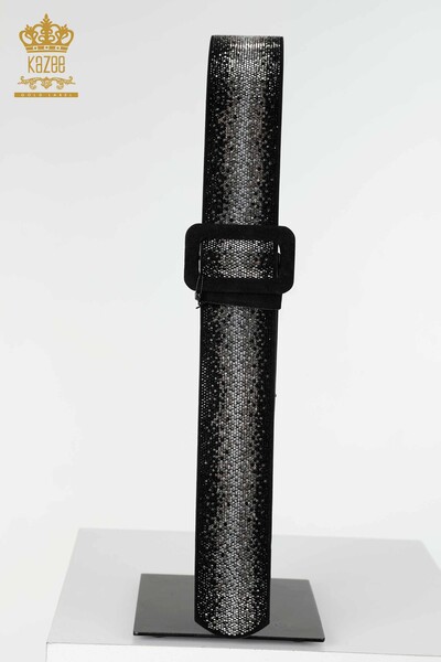 Kazee - Женский ремень оптом, вышитый хрустальным камнем, черный - 536 | КАZEE
