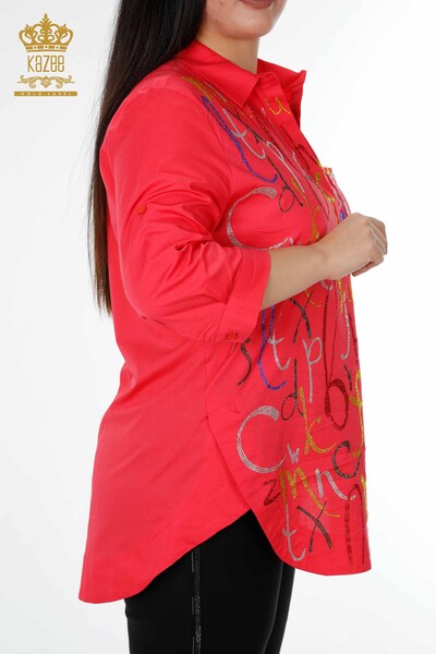 женская рубашка оптом с коралловым узором - 20123 | КAZEE - Thumbnail