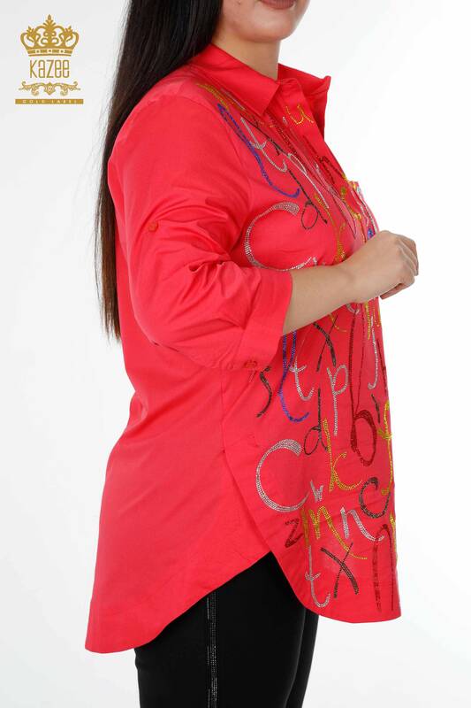 женская рубашка оптом с коралловым узором - 20123 | КAZEE