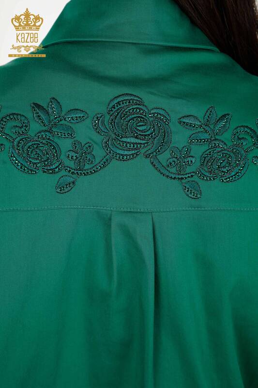 Женские рубашки оптом - цветочный узор - зеленый - 20249 | КАZEE