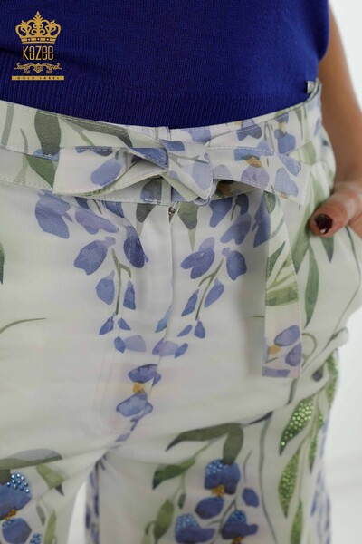 Женские шорты оптом - цветочный узор - зеленый - 3641 | КАZEE - Thumbnail