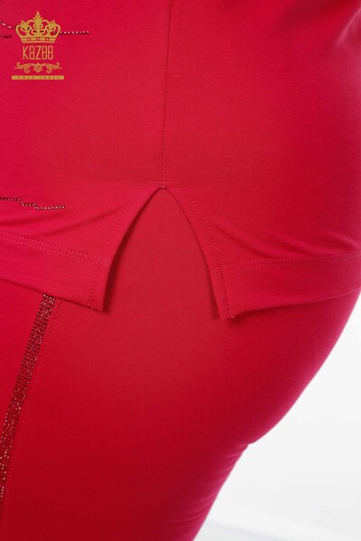 женский спортивный костюм оптом расшитый камнем цвета фуксии - 17396 | КАZEE - Thumbnail