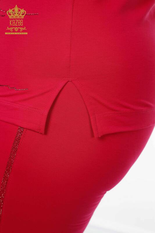 женский спортивный костюм оптом расшитый камнем цвета фуксии - 17396 | КАZEE
