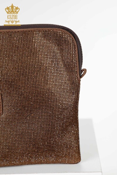 женская сумка оптом хрустальный камень вышитый коричневый - 526 | КАZEE - Thumbnail