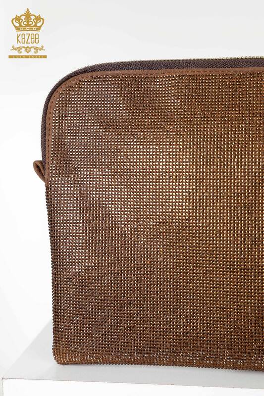 женская сумка оптом хрустальный камень вышитый коричневый - 526 | КАZEE