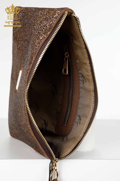 женская сумка оптом хрустальный камень вышитый коричневый - 526 | КАZEE - Thumbnail