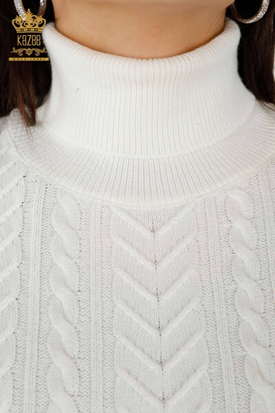 Женский свитер без рукавов оптом - Кристалл Вышитый камень - Экрю - 30242 | КАZEE - Thumbnail (2)