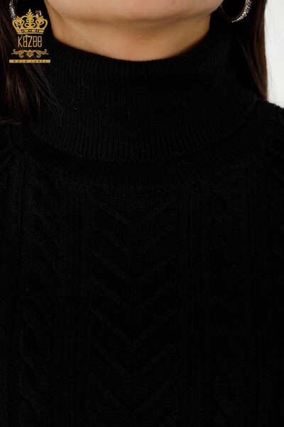 Женский свитер без рукавов оптом - Кристалл Вышитый камень - Черный - 30242 | КАZEE - Thumbnail