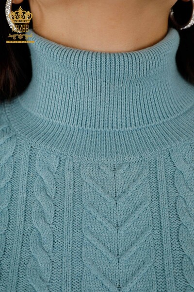 Женский свитер без рукавов оптом - Кристалл Вышитый камень - Синий - 30242 | КАZEE - Thumbnail (2)