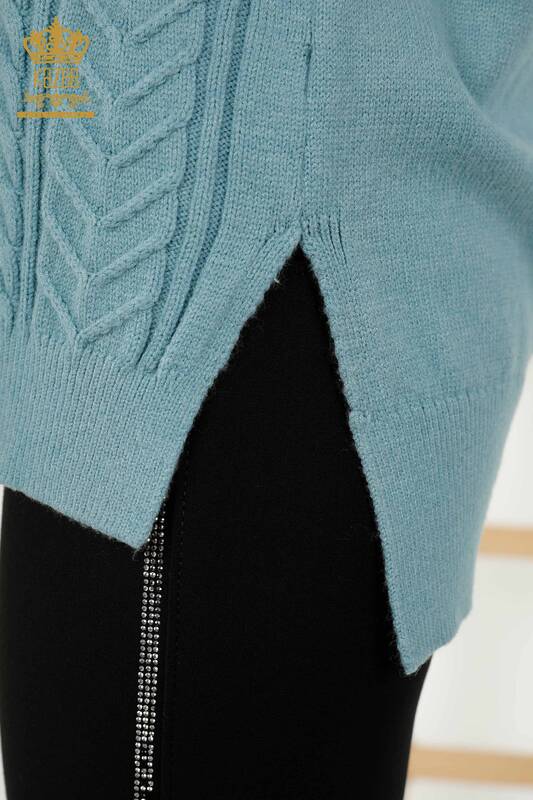 Женский свитер без рукавов оптом - Кристалл Вышитый камень - Синий - 30242 | КАZEE