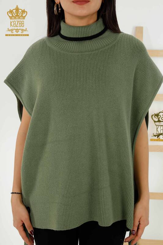 женский свитер без рукавов оптом - водолазка - хаки - 30229 | КАZEE