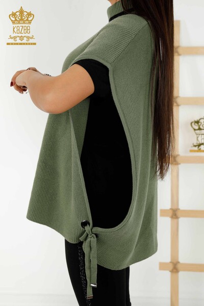 женский свитер без рукавов оптом - водолазка - хаки - 30229 | КАZEE - Thumbnail (2)