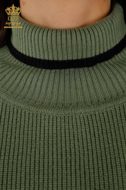 женский свитер без рукавов оптом - водолазка - хаки - 30229 | КАZEE