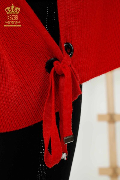 женский свитер без рукавов оптом - водолазка - красный - 30229 | КАZEE - Thumbnail