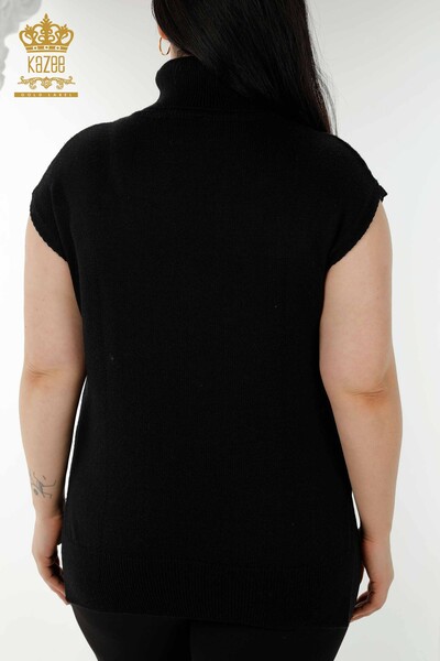 Женский свитер с цветочным узором оптом, черный - 30179 | КАZЕЕ - Thumbnail