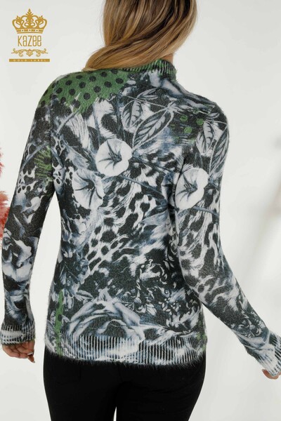 Женский свитер оптом цифровая печать Angora зеленый - 16011 | КАZEE - Thumbnail